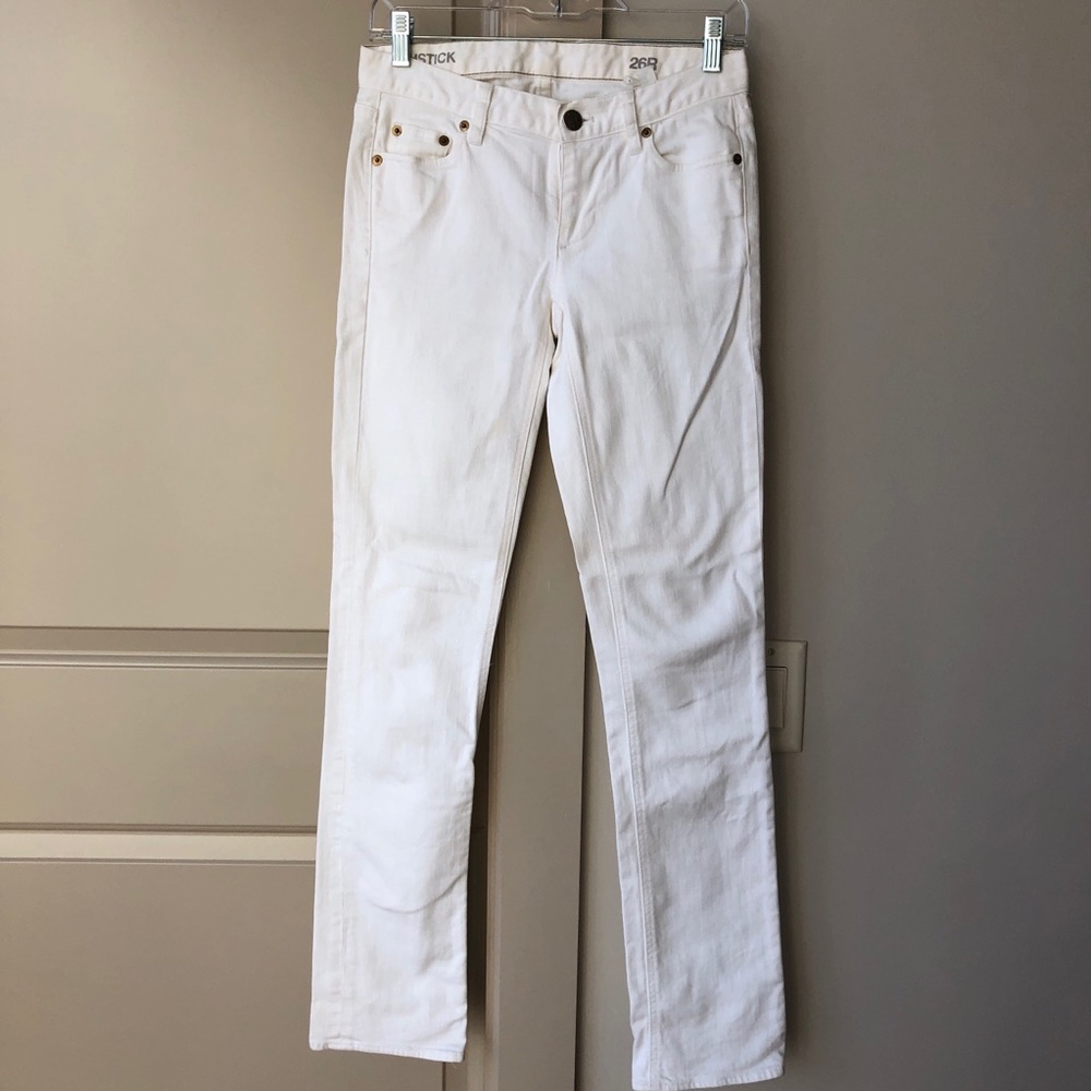 JCrew Matchstick Straight White Med Rise Jeans 26R